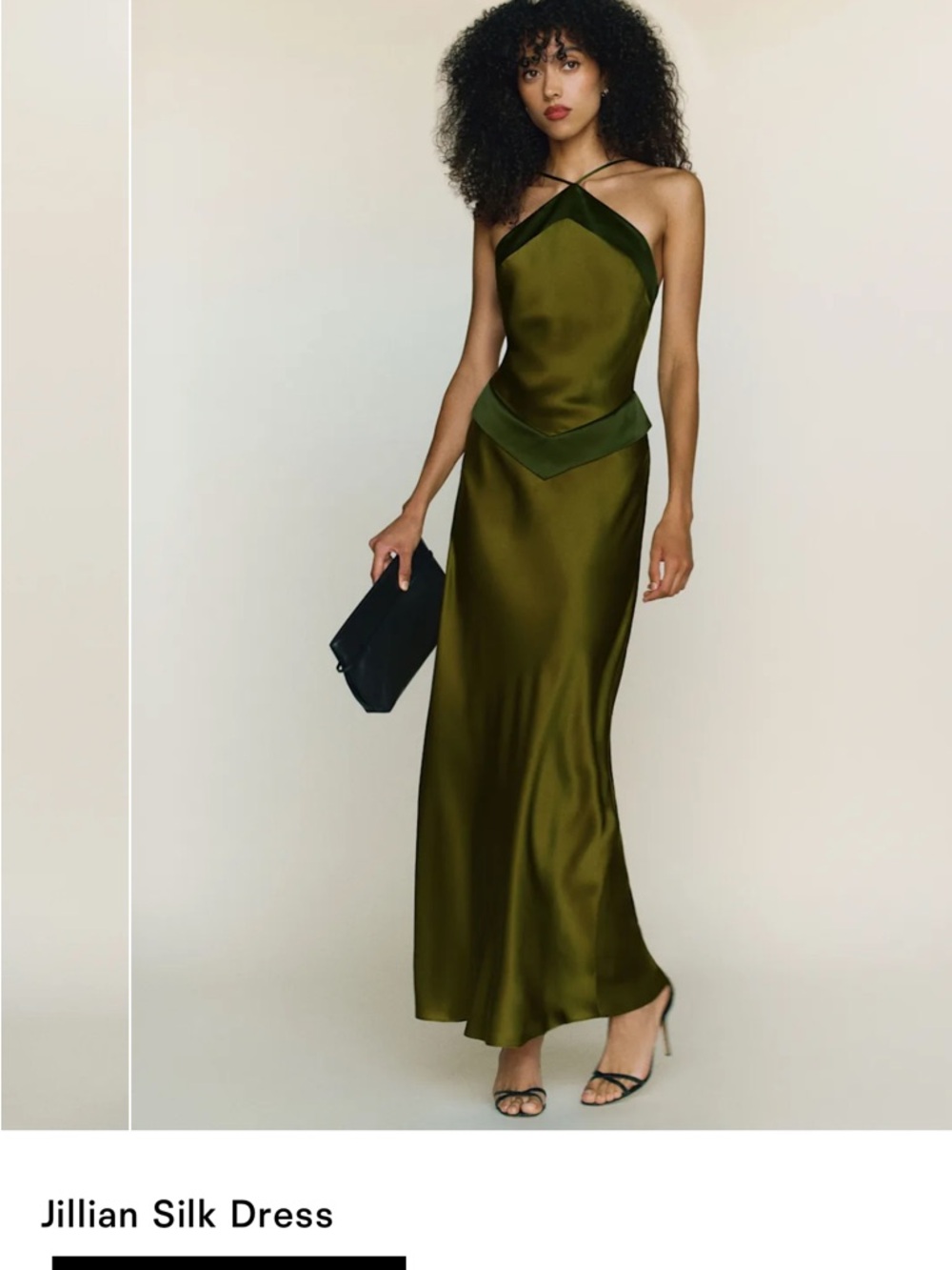 Reformation Jillian Silk Dress Green - Size 6 - Picture 2 of 3